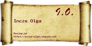 Incze Olga névjegykártya